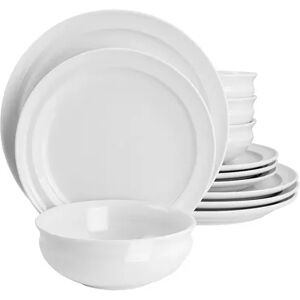 Martha Stewart 12 Piece Fine Ceramic Dinnerware Set in White