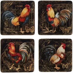 Certified International Gilded Rooster 4-piece Dinner Plate Set, Multicolor