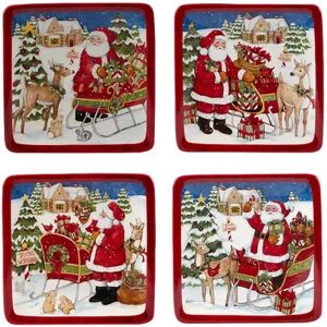 Certified International Santa's Workshop 4-pc. Canape Plate Set, Multicolor, APETZR PLT