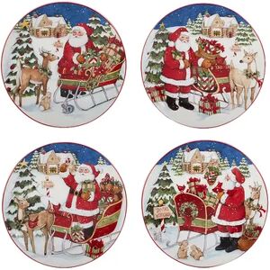 Certified International Santa's Workshop 4-pc. Dessert Plate Set, Multicolor