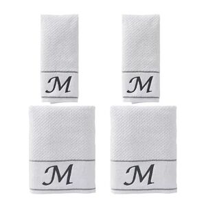 Saturday Knight, Ltd. Monogram 4-piece Bath & Hand Towel Set, White