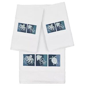 Linum Home Textiles Turkish Cotton Ava 3-piece Embellished Towel Set, White