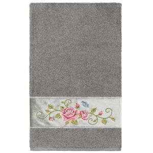 Linum Home Textiles Turkish Cotton Rebecca Embellished Bath Towel, Dark Grey