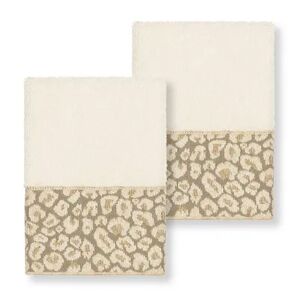 Linum Home Textiles Turkish Cotton Spots 2-pack Embellished Washcloth Set, White, 2 Pc Set