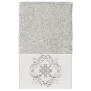 Linum Home Textiles Turkish Cotton Alyssa Embellished Hand Towel, Light Grey
