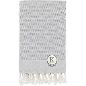 Linum Home Textiles Turkish Cotton Personalized Fun In Paradise Pestemal Beach Towel, Grey