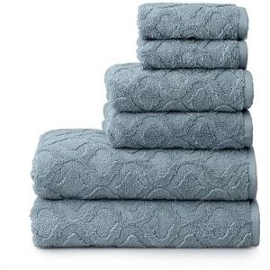 Welhome Athena 6-Piece Bath Towel Set, Blue, 6 Pc Set