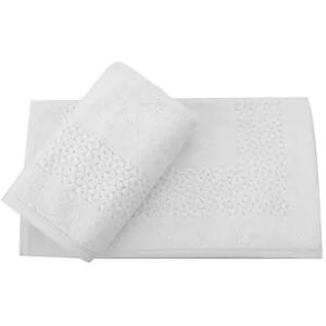 Classic Turkish Towels Genuine Cotton Soft Absorbent Hardwick Jacquard Bath Mat 2 Piece Set, White