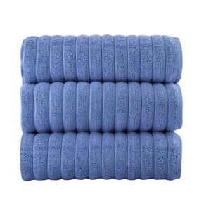 Classic Turkish Towels Genuine Cotton Soft Absorbent Brampton Bath Sheets Set of 3, Brt Blue