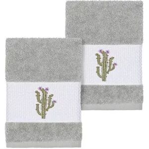 Linum Home Textiles Turkish Cotton Mila Embellished Washcloth Set, Multicolor, 2 Pc Set