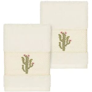 Linum Home Textiles Turkish Cotton Mila Embellished Washcloth Set, Multicolor, 2 Pc Set