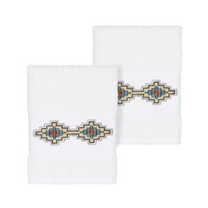 Linum Home Textiles Turkish Cotton Gianna Embellished Washcloth Set, White, 4PC SET