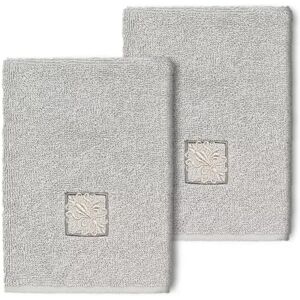 Linum Home Textiles Turkish Cotton Vivian 2-pack Embellished Washcloth Set, Light Grey, 2 Pc Set