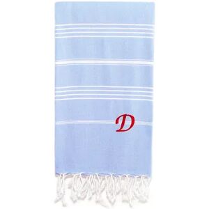 Linum Home Textiles Turkish Cotton Lucky Personalized Pestemal Beach Towel, Brt Blue, BEACHTOWEL