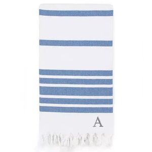 Linum Home Textiles Turkish Cotton Herringbone Personalized Pestemal Beach Towel, Blue, 69X38