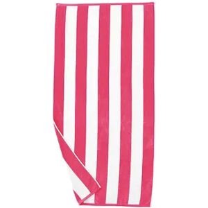 Great Bay Home Oversized Velour Cabana Stripe Beach Towel, Pink, BEACHTOWEL