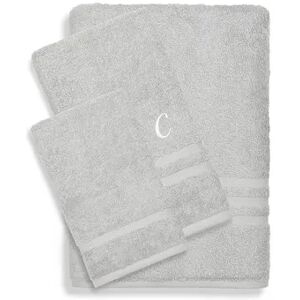 Linum Home Textiles Turkish Cotton Denzi 3-piece Personalized Towel Set, Grey