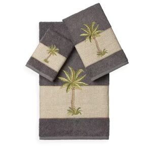 Linum Home Textiles Colton 3-piece Embellished Bath Towel Set, Grey