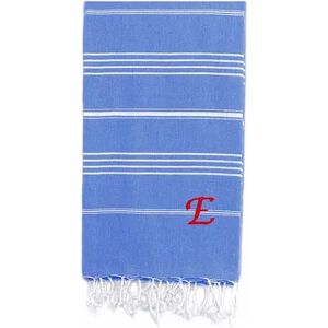 Linum Home Textiles Turkish Cotton Lucky Personalized Pestemal Beach Towel, Med Blue, BEACHTOWEL