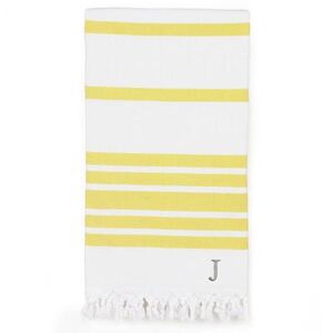 Linum Home Textiles Turkish Cotton Herringbone Personalized Pestemal Beach Towel, Yellow, 69X38