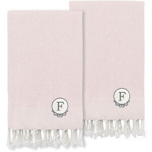 Linum Home Textiles Turkish Cotton Personalized Fun In Paradise Pestemal 2-pack Hand Towel Set, Pink