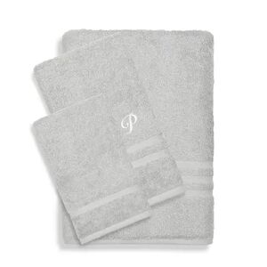 Linum Home Textiles Turkish Cotton Denzi 3-piece Personalized Towel Set, Grey