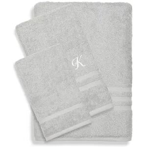 Linum Home Textiles Turkish Cotton Denzi 3-piece Personalized Towel Set, Grey