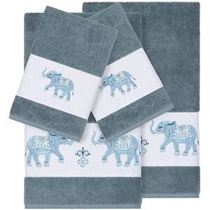 Linum Home Textiles 4-piece Turkish Cotton Quinn Embellished Bath Towel Set, Green