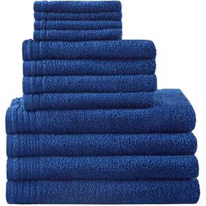 510 Design 12-piece Big Bundle Antimicrobial Cotton Bath Towel Set, Blue, 12 PK