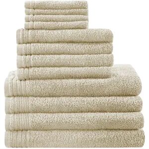 510 Design 12-piece Big Bundle Antimicrobial Cotton Bath Towel Set, Beig/Green, 12 PK