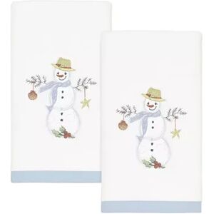 Avanti Coastal Snowman 2-pack Fingertip Towel, White, FINGER TIP