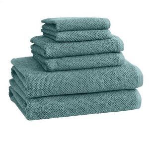 Great Bay Home Acacia Popcorn 6-Piece Cotton Towel Set, Blue, 6 Pc Set