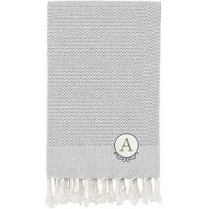 Linum Home Textiles Turkish Cotton Personalized Fun In Paradise Pestemal Beach Towel, Grey