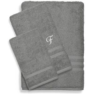 Linum Home Textiles Turkish Cotton Denzi 3-piece Personalized Towel Set, Grey