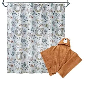 SKL Home Sketched Woodland Shower Curtain & Hooded Towel 2-piece Set, Multicolor, 2 Pc Set