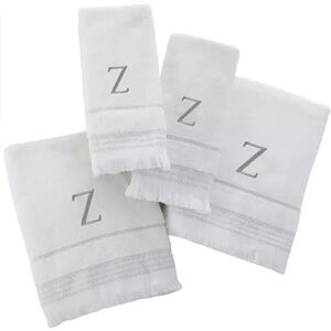 SKL Home Monogram Bath & Hand Towel 4-Piece Set, White