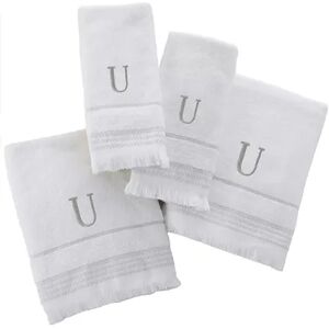 SKL Home Monogram Bath & Hand Towel 4-Piece Set, White