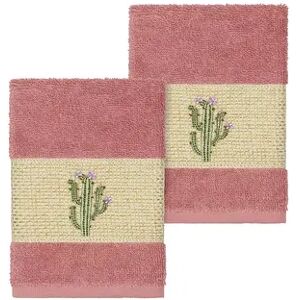 Linum Home Textiles Turkish Cotton Mila Embellished Washcloth Set, Multicolor, 2 Pc Set