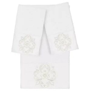 Linum Home Textiles Turkish Cotton Alyssa 3-piece Embellished Bath Towel Set, White