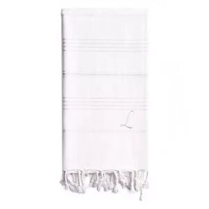 Linum Home Textiles Turkish Cotton Summer Fun Personalized Pestemal Beach Towel, White, BEACHTOWEL