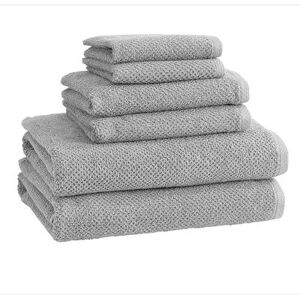 Great Bay Home Acacia Popcorn 6-Piece Cotton Towel Set, Light Grey, 6 Pc Set