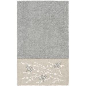 Linum Home Textiles Turkish Cotton Braelyn Embellished Bath Towel, Light Grey