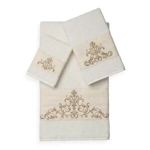 Linum Home Textiles Scarlet 3-piece Embellished Bath Towel Set, Natural