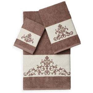 Linum Home Textiles Scarlet 3-piece Embellished Bath Towel Set, Brown