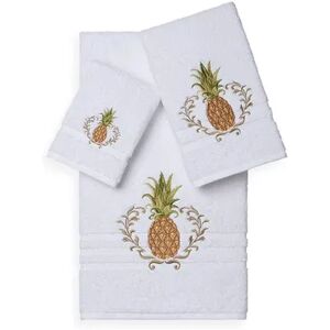 Linum Home Textiles Welcome 3-piece Embellished Bath Towel Set, White