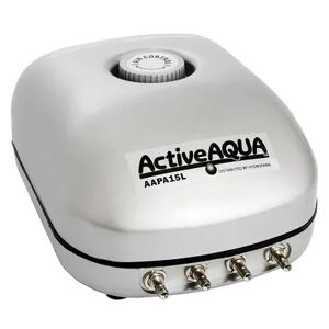 Active Aqua Hydrofarm Active Aqua AAPA15L 6W 240 GPH Hydroponic Aquarium 4 Outlet Air Pump, Silver