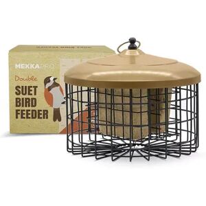 MEKKAPRO Bird Feeder Squirrel Proof with Hanging Metal Roof, Bird Feeder for Outside Wild Birds, Two Suet Capacity, Very Adaptable and Easy to Use