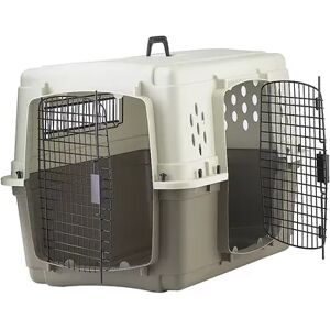 Miller Manufacturing Company Miller Manufacturing Hard Sided Double Door Dog & Pet Travel Kennel Crate, Brown, Beige