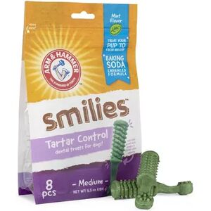 Arm & Hammer Dental Treats for Dogs, Smilies, Original Size, Mint Flavor, Bag, Multicolor