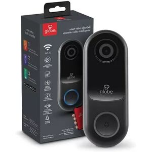 Globe Electric 50137 Wi-Fi Smart 1080p Full HD Hardwired Video Doorbell, Black